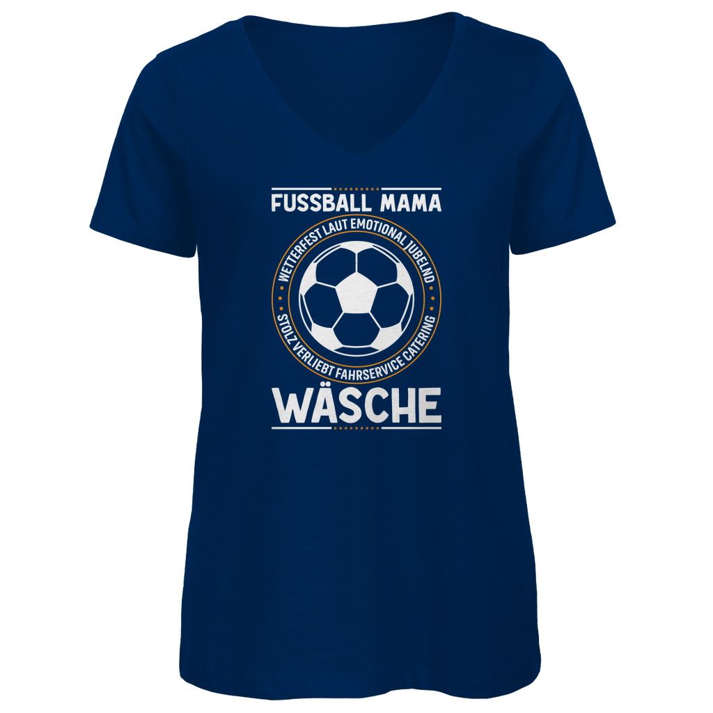 Damen Premium Bio V-Neck T-Shirt Fußball-Mama