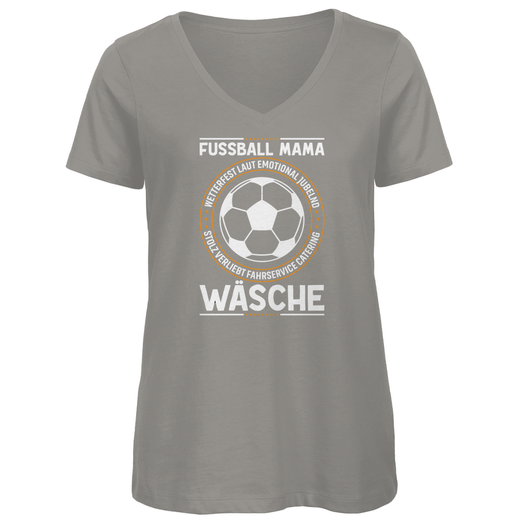 Damen Premium Bio V-Neck T-Shirt Fußball-Mama