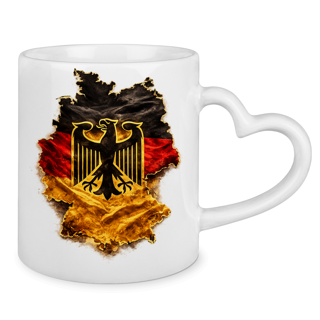 Tasse mit Herzhenkel Deutsche Flagge mit Adler