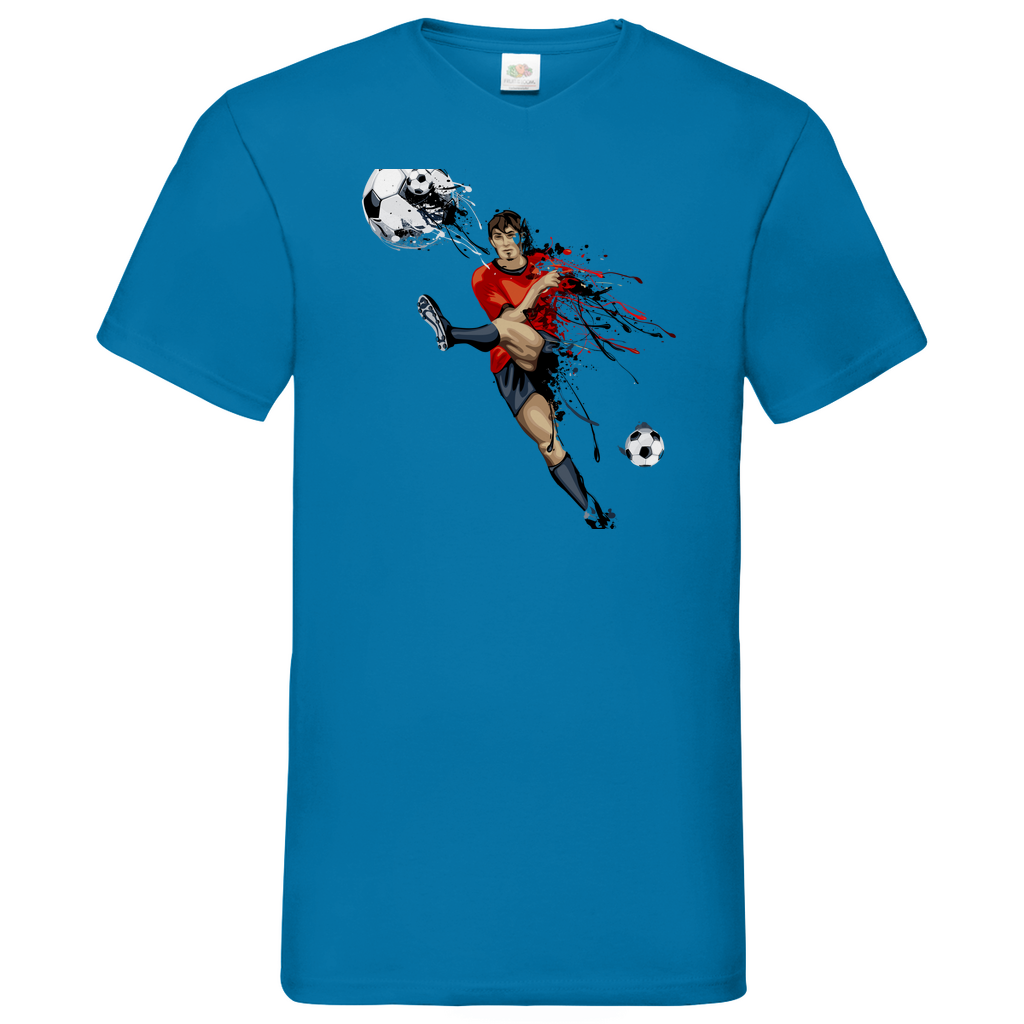 Herren Basic V-Neck T-Shirt Fußballer