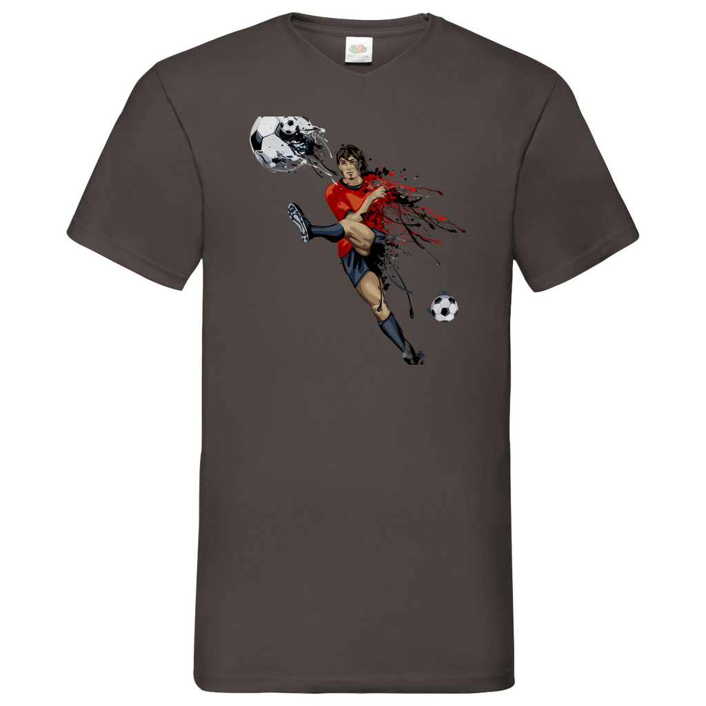 Herren Basic V-Neck T-Shirt Fußballer