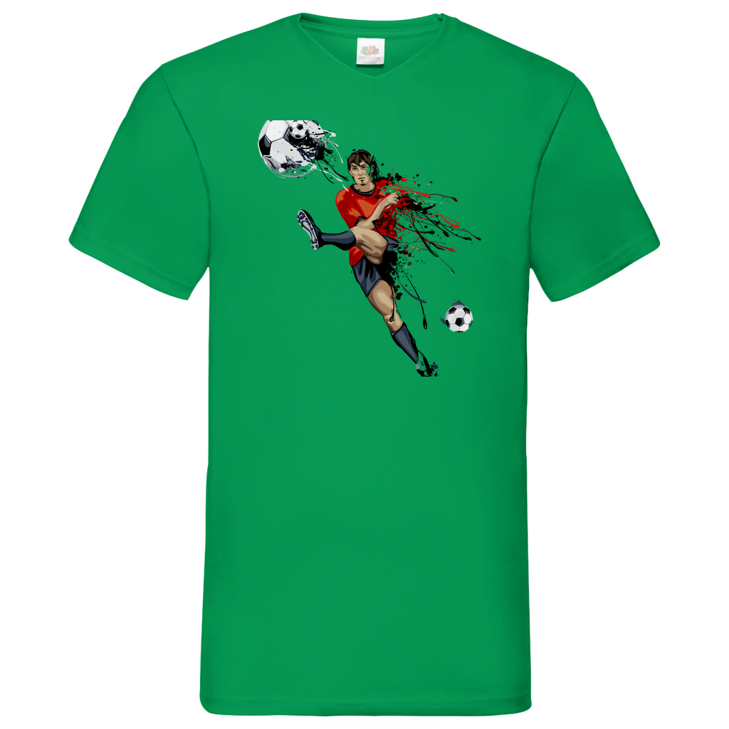 Herren Basic V-Neck T-Shirt Fußballer