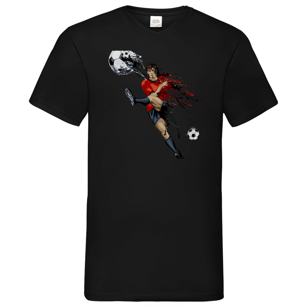 Herren Basic V-Neck T-Shirt Fußballer