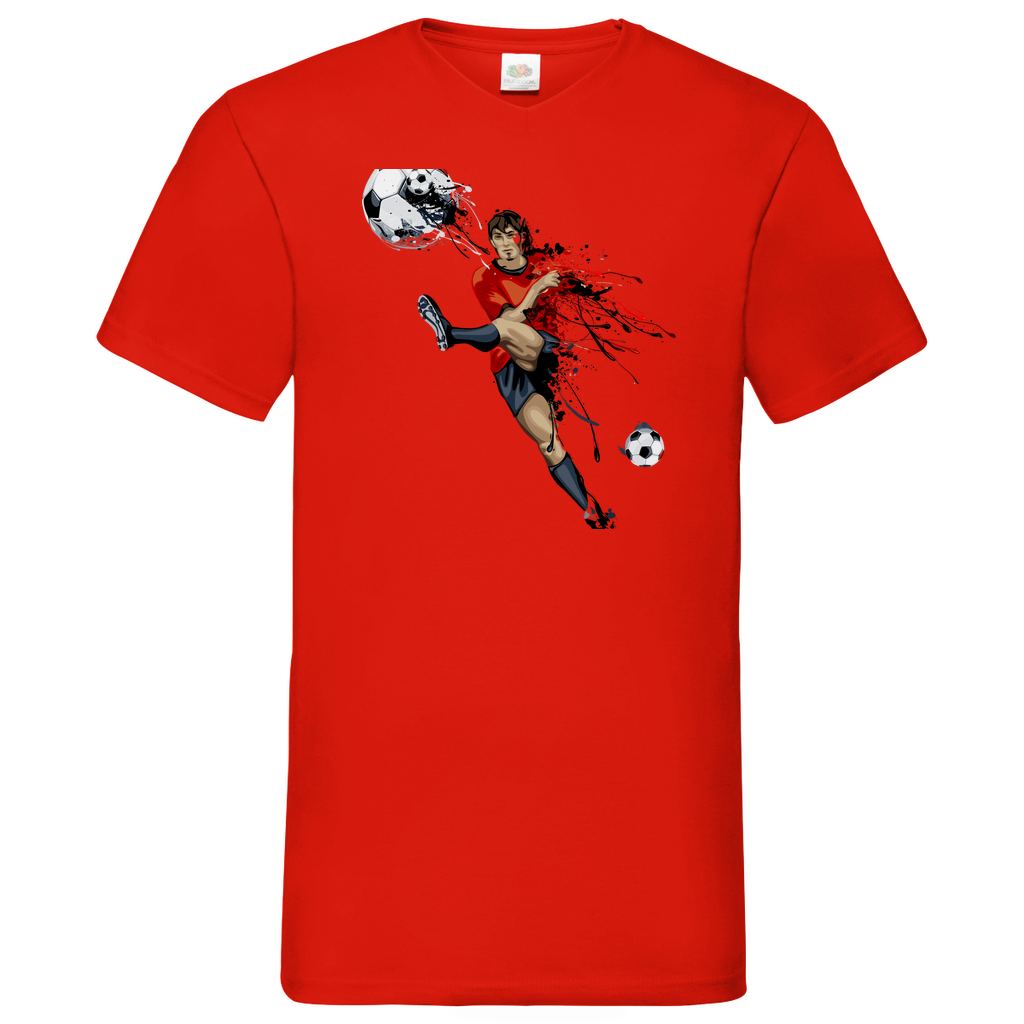 Herren Basic V-Neck T-Shirt Fußballer
