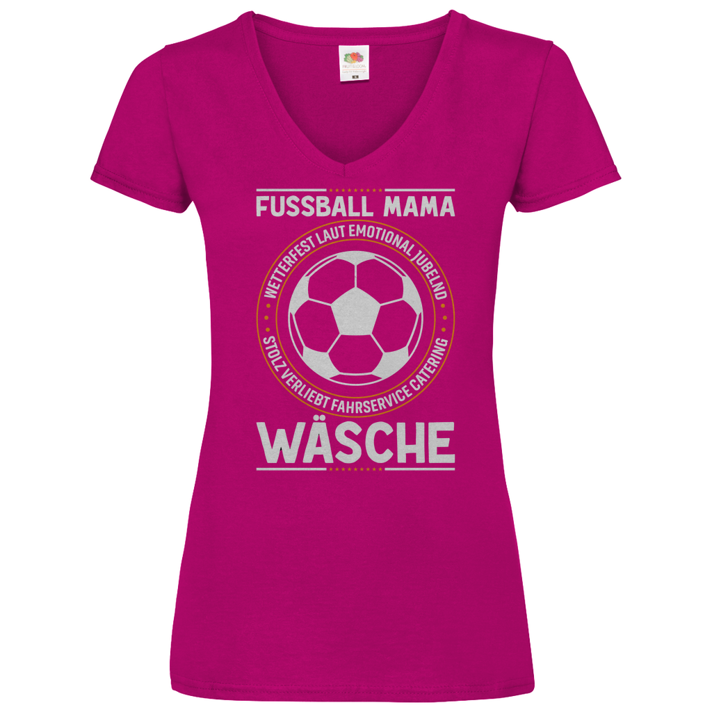 Damen Basic V-Neck T-Shirt Fußball-Mama