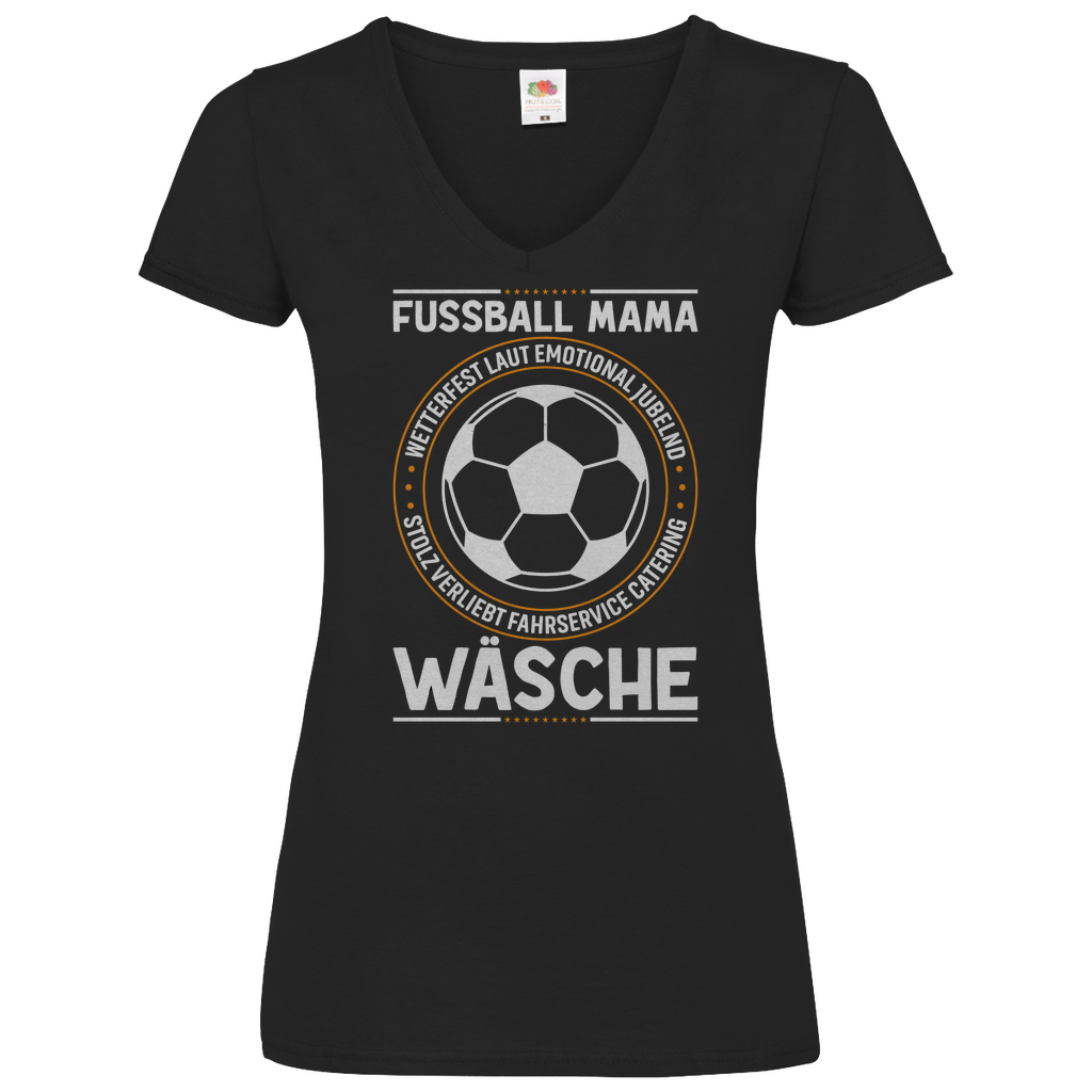 Damen Basic V-Neck T-Shirt Fußball-Mama