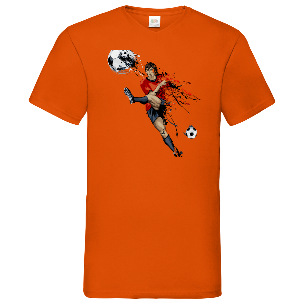 Herren Basic V-Neck T-Shirt Fußballer