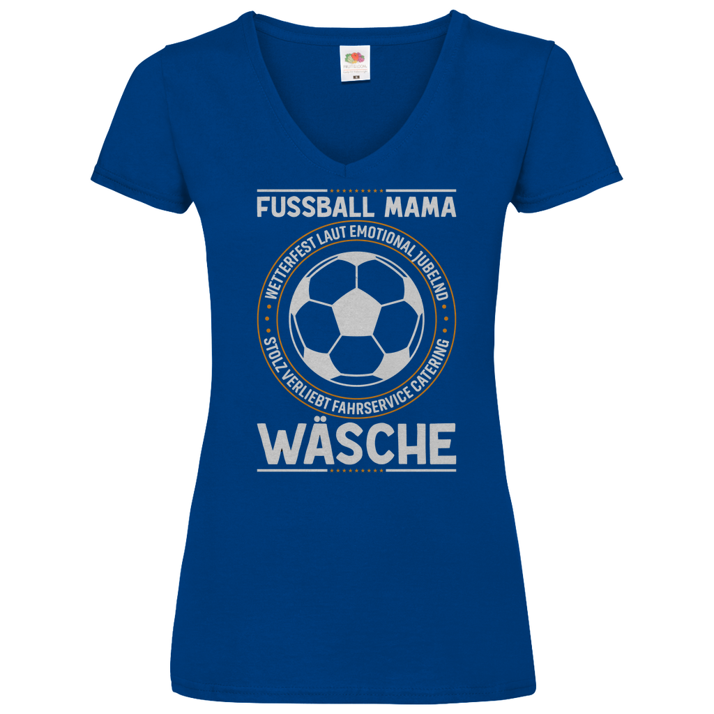 Damen Basic V-Neck T-Shirt Fußball-Mama