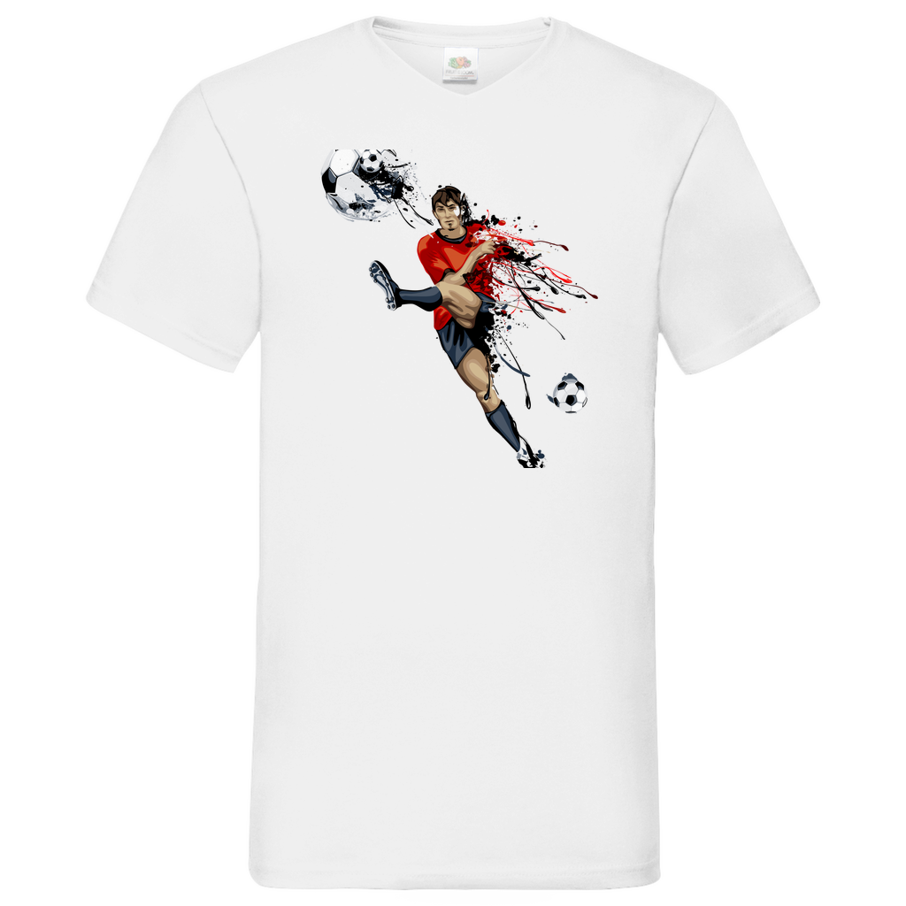 Herren Basic V-Neck T-Shirt Fußballer