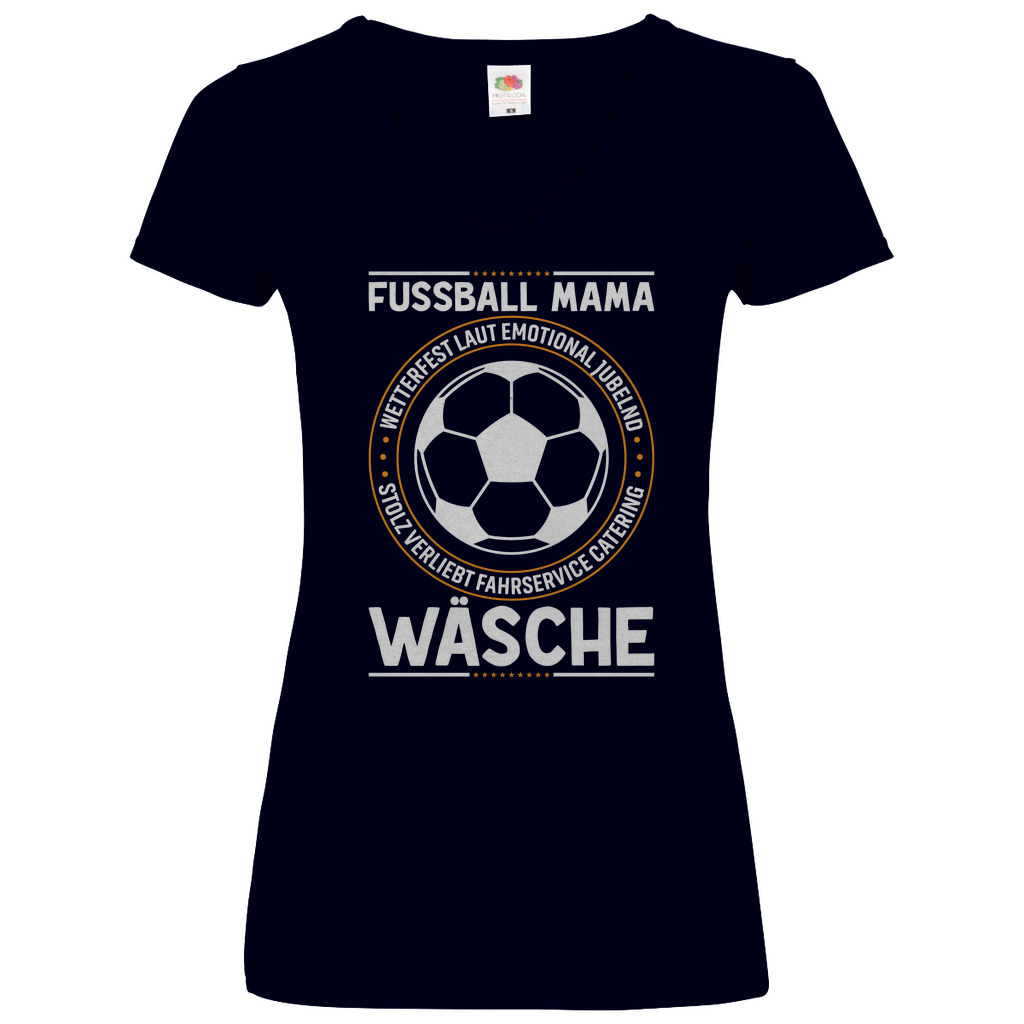 Damen Basic V-Neck T-Shirt Fußball-Mama