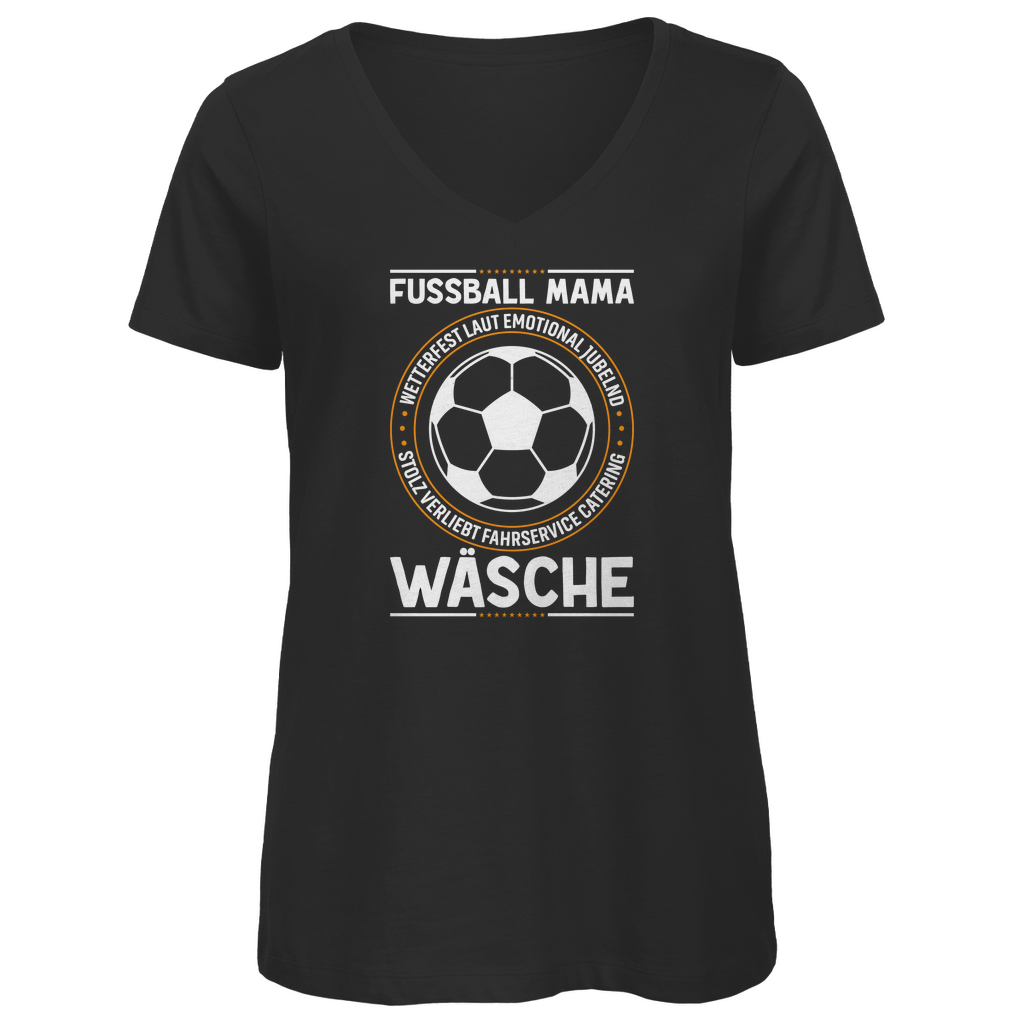 Damen Premium Bio V-Neck T-Shirt Fußball-Mama