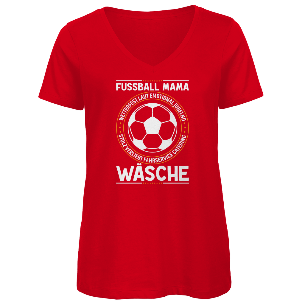 Damen Premium Bio V-Neck T-Shirt Fußball-Mama