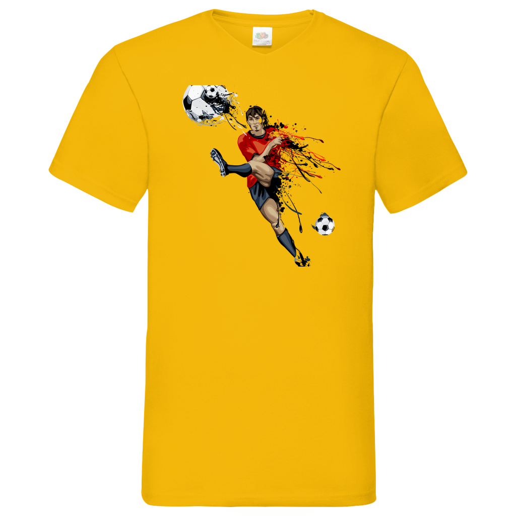 Herren Basic V-Neck T-Shirt Fußballer