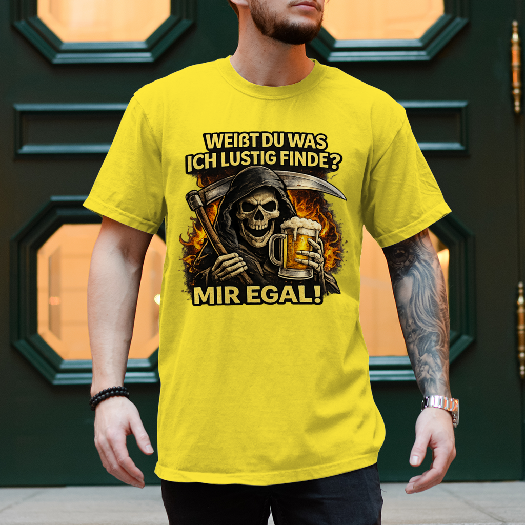 Herren T-Shirt Skelett mit Bier