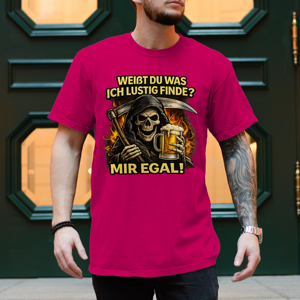 Herren T-Shirt Skelett mit Bier