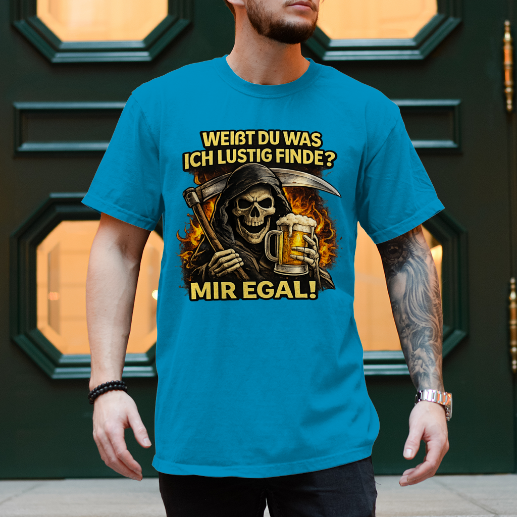 Herren T-Shirt Skelett mit Bier