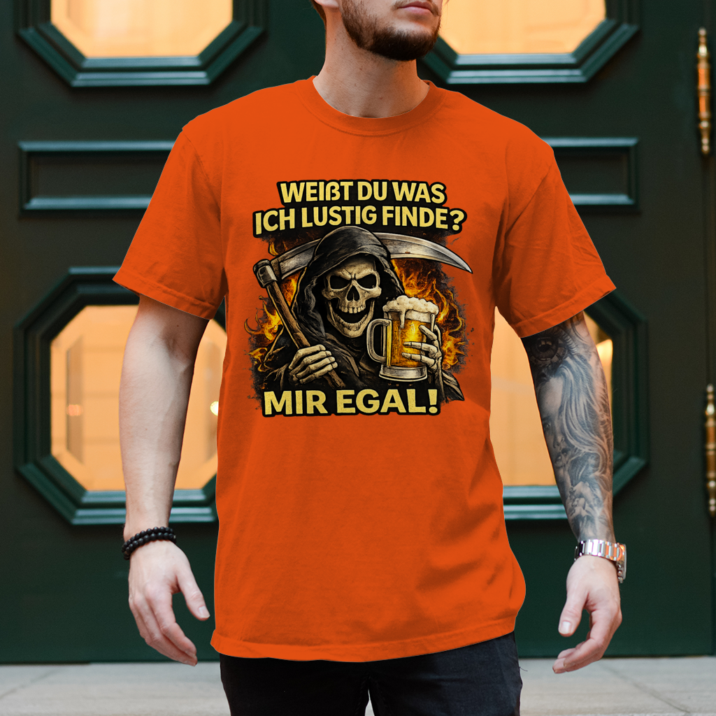 Herren T-Shirt Skelett mit Bier