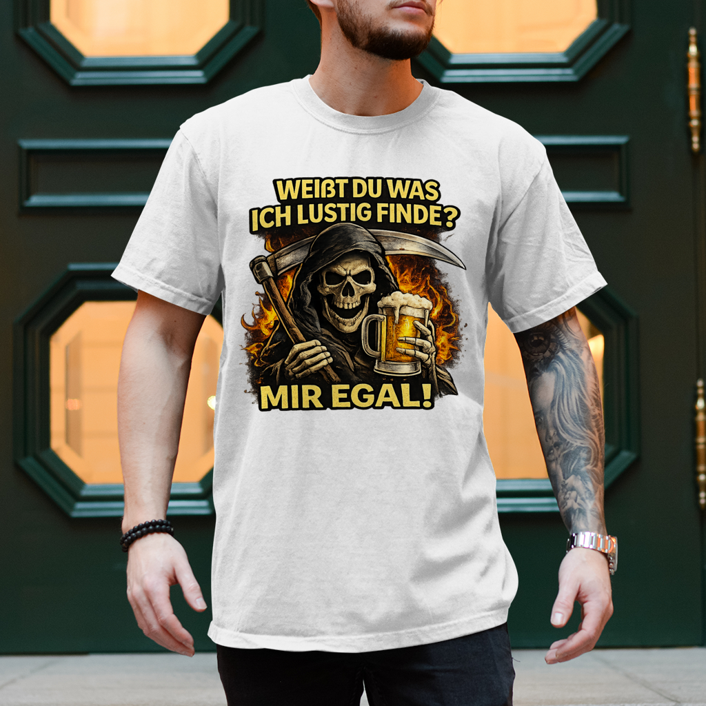 Herren T-Shirt Skelett mit Bier