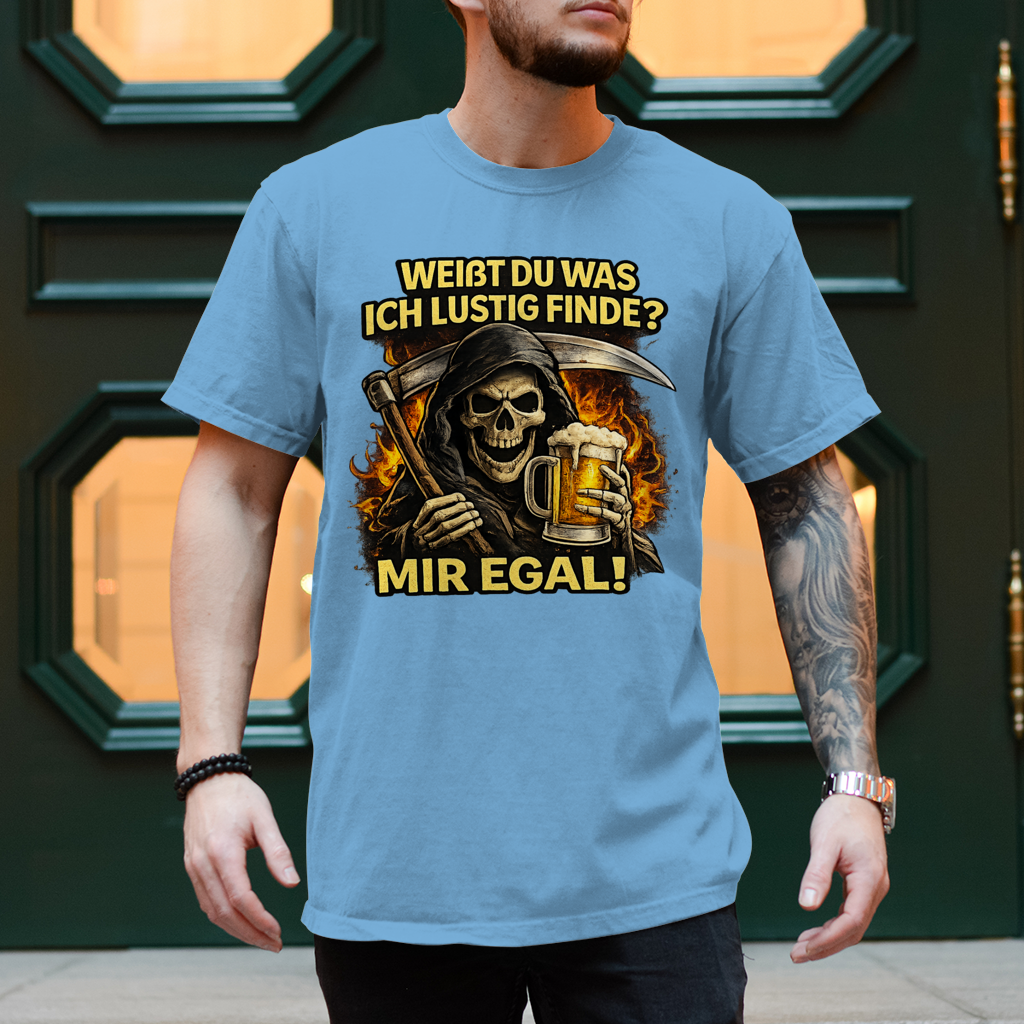 Herren T-Shirt Skelett mit Bier