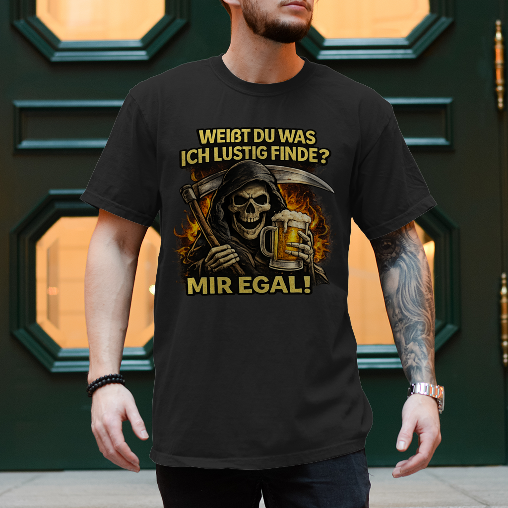 Herren T-Shirt Skelett mit Bier