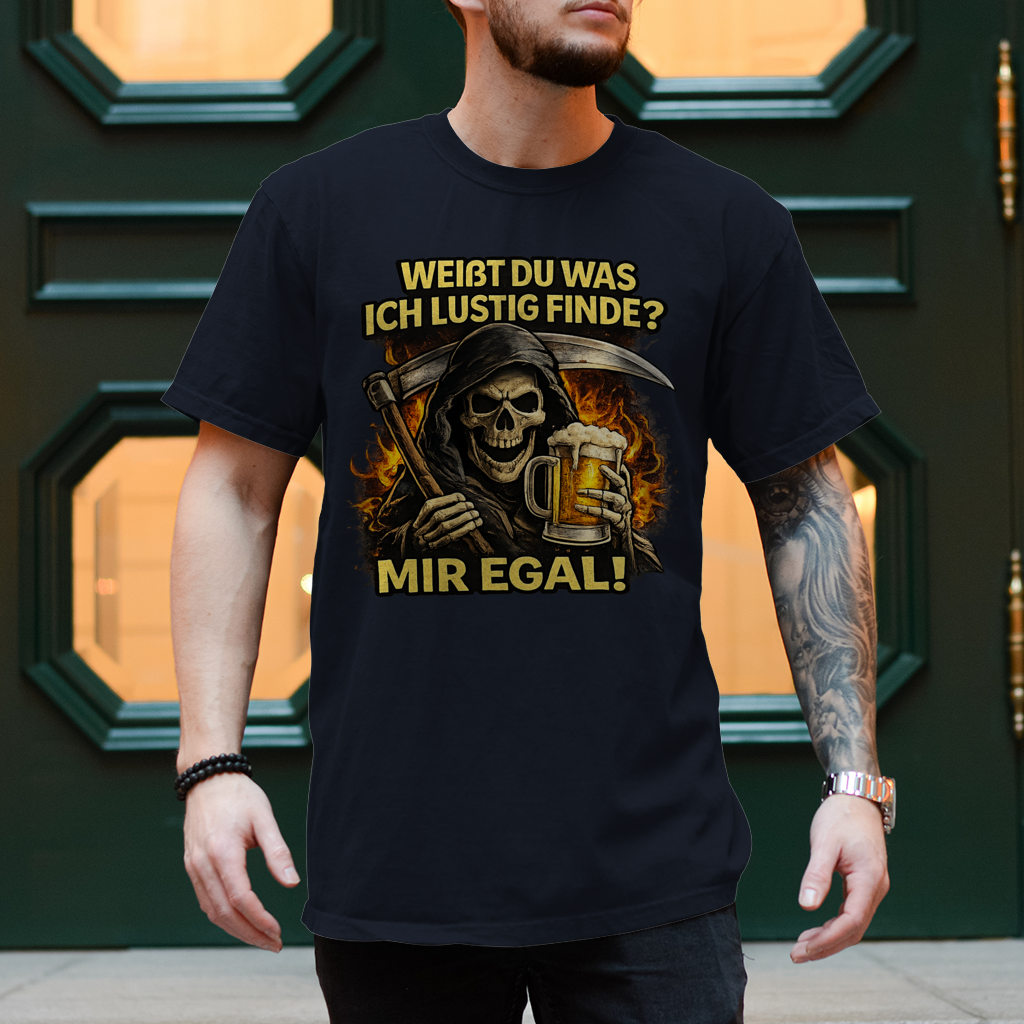 Herren T-Shirt Skelett mit Bier