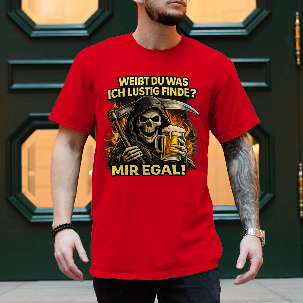 Herren T-Shirt Skelett mit Bier
