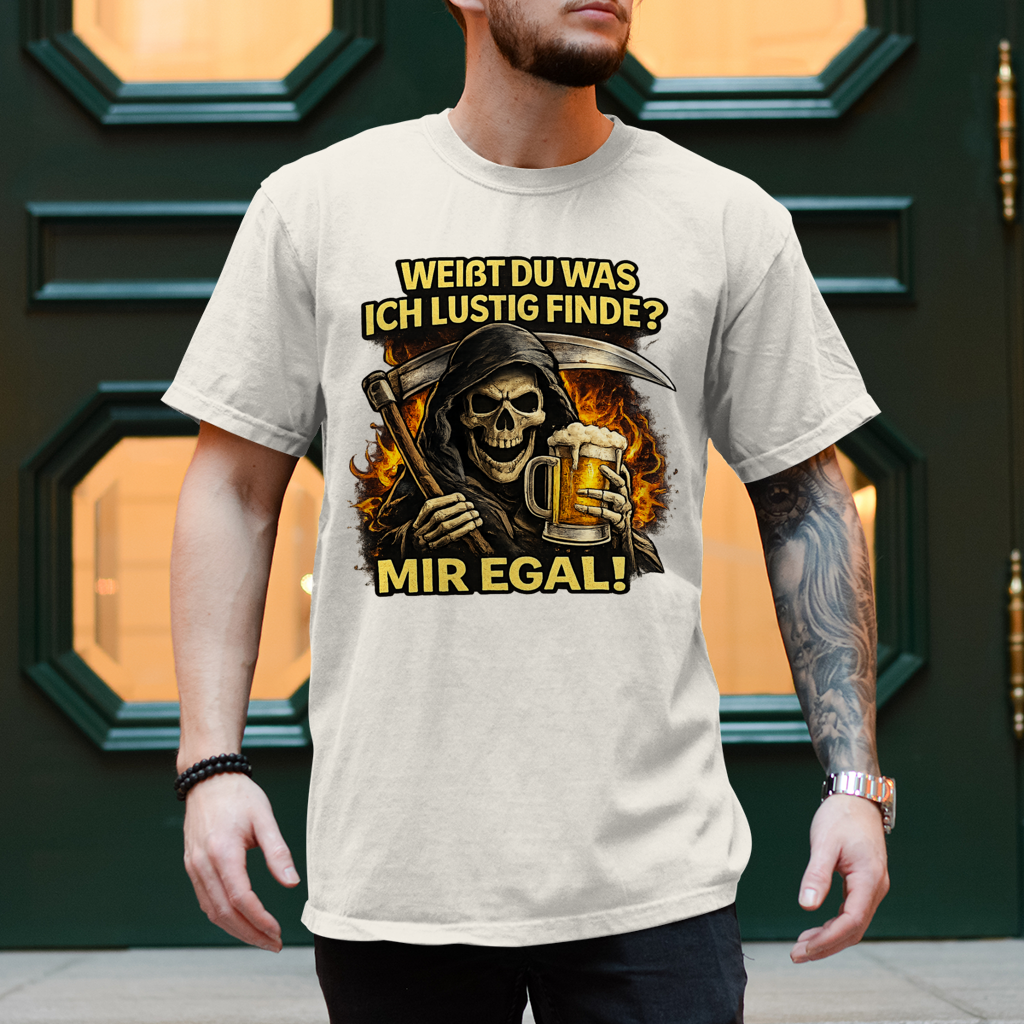 Herren T-Shirt Skelett mit Bier