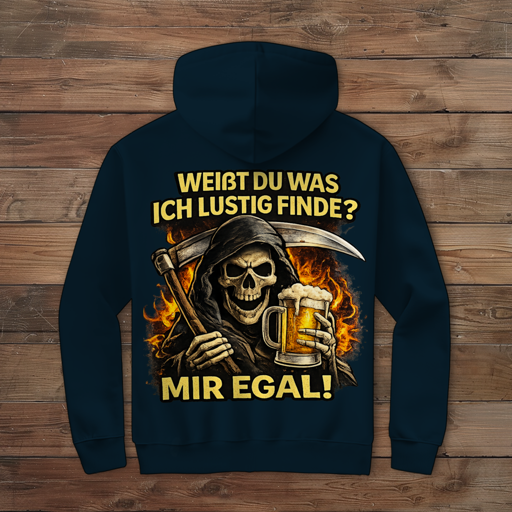 Herren Zipper Hoodie Skelett mit Bier