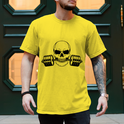 Herren T-Shirt Fitness Totenkopf schwarz