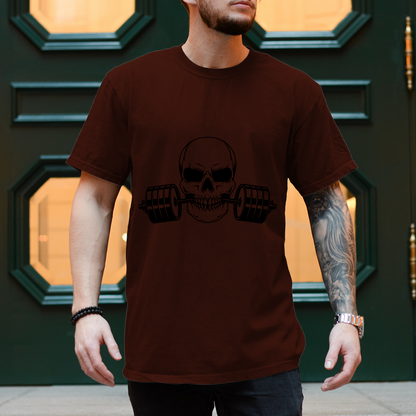 Herren T-Shirt Fitness Totenkopf schwarz