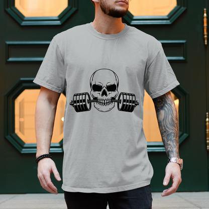 Herren T-Shirt Fitness Totenkopf schwarz