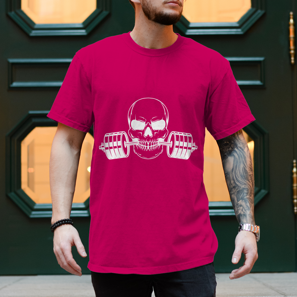 Herren T-Shirt Fitness Totenkopf schwarz