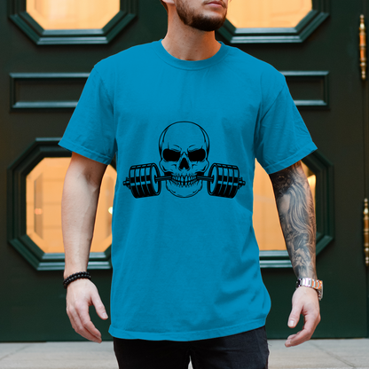 Herren T-Shirt Fitness Totenkopf schwarz
