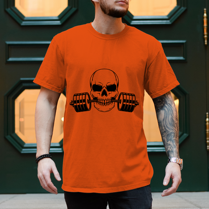 Herren T-Shirt Fitness Totenkopf schwarz