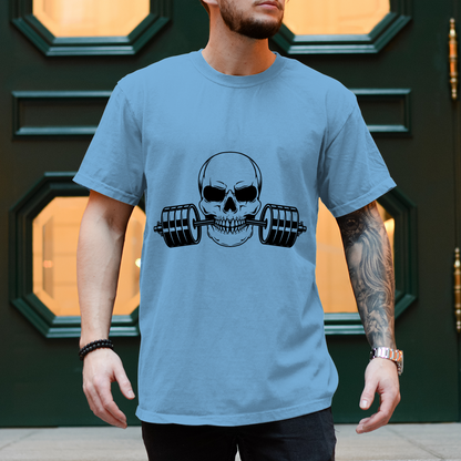 Herren T-Shirt Fitness Totenkopf schwarz