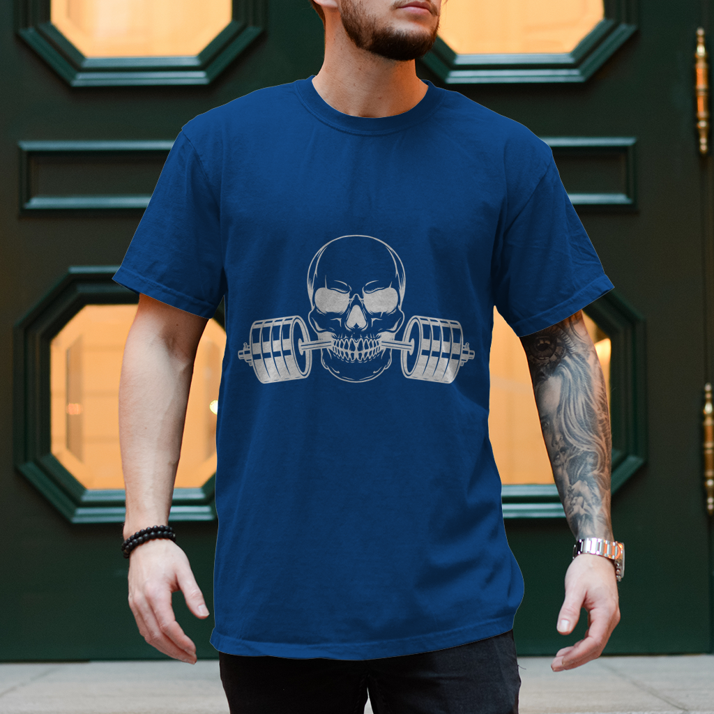 Herren T-Shirt Fitness Totenkopf schwarz