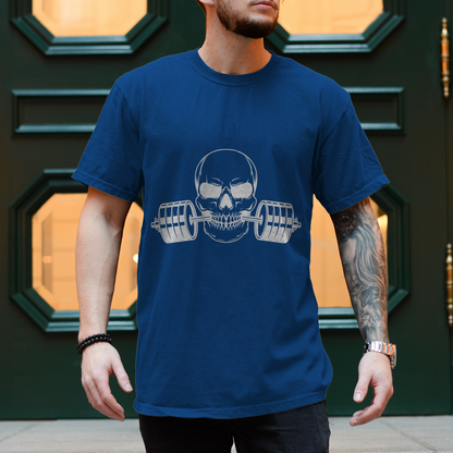 Herren T-Shirt Fitness Totenkopf schwarz