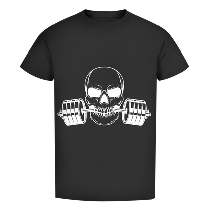 Herren Premium Bio T-Shirt Fitness Totenkopf schwarz