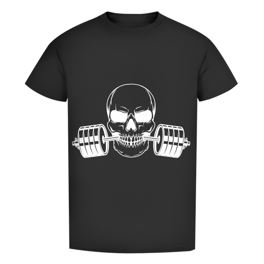 Herren Premium Bio T-Shirt Fitness Totenkopf schwarz