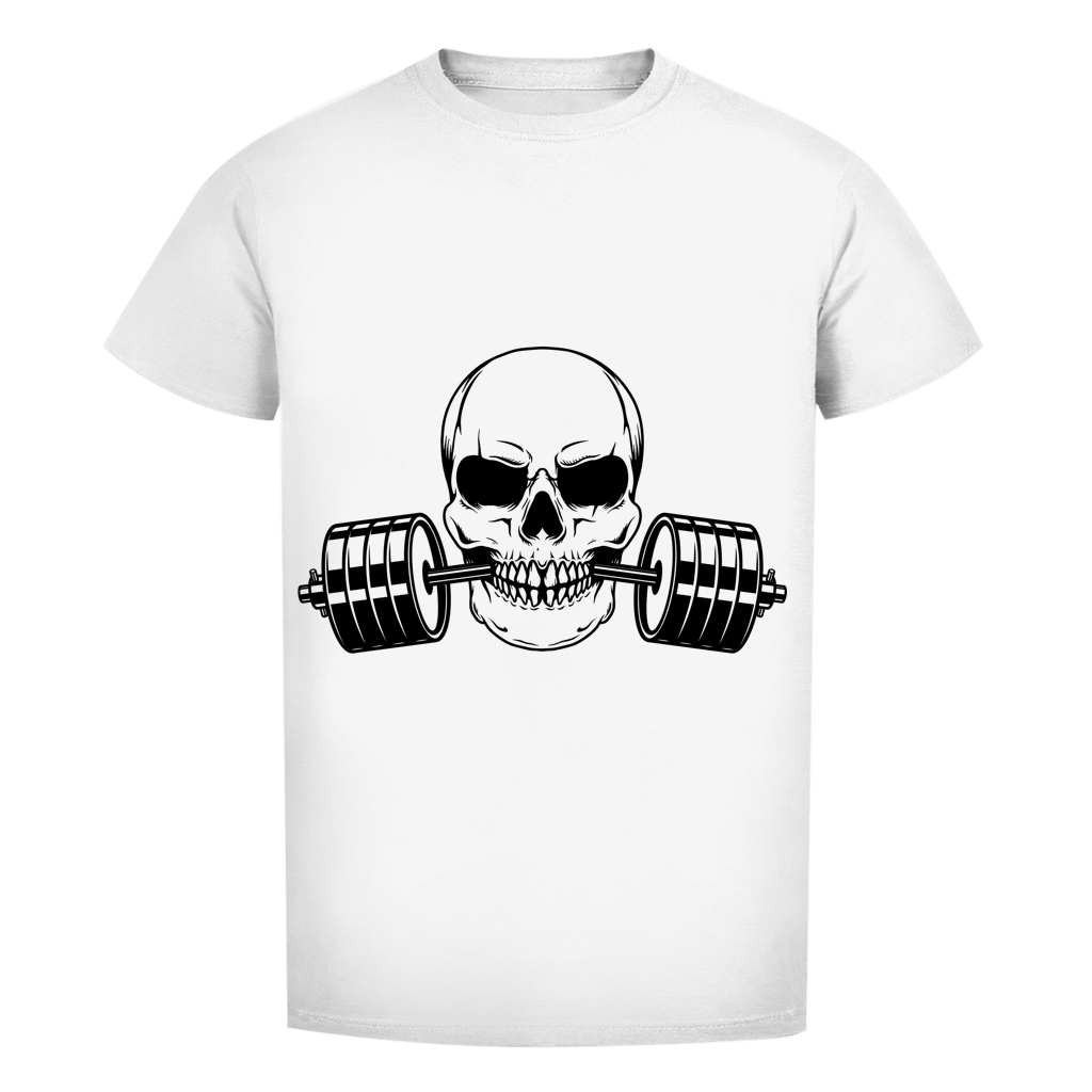 Herren Premium Bio T-Shirt Fitness Totenkopf schwarz