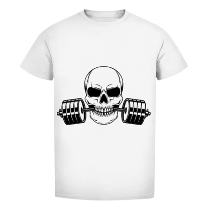 Herren Premium Bio T-Shirt Fitness Totenkopf schwarz