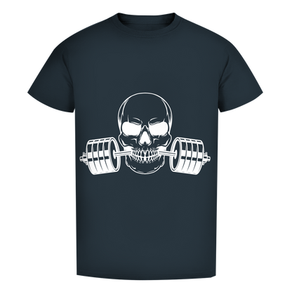 Herren Premium Bio T-Shirt Fitness Totenkopf schwarz