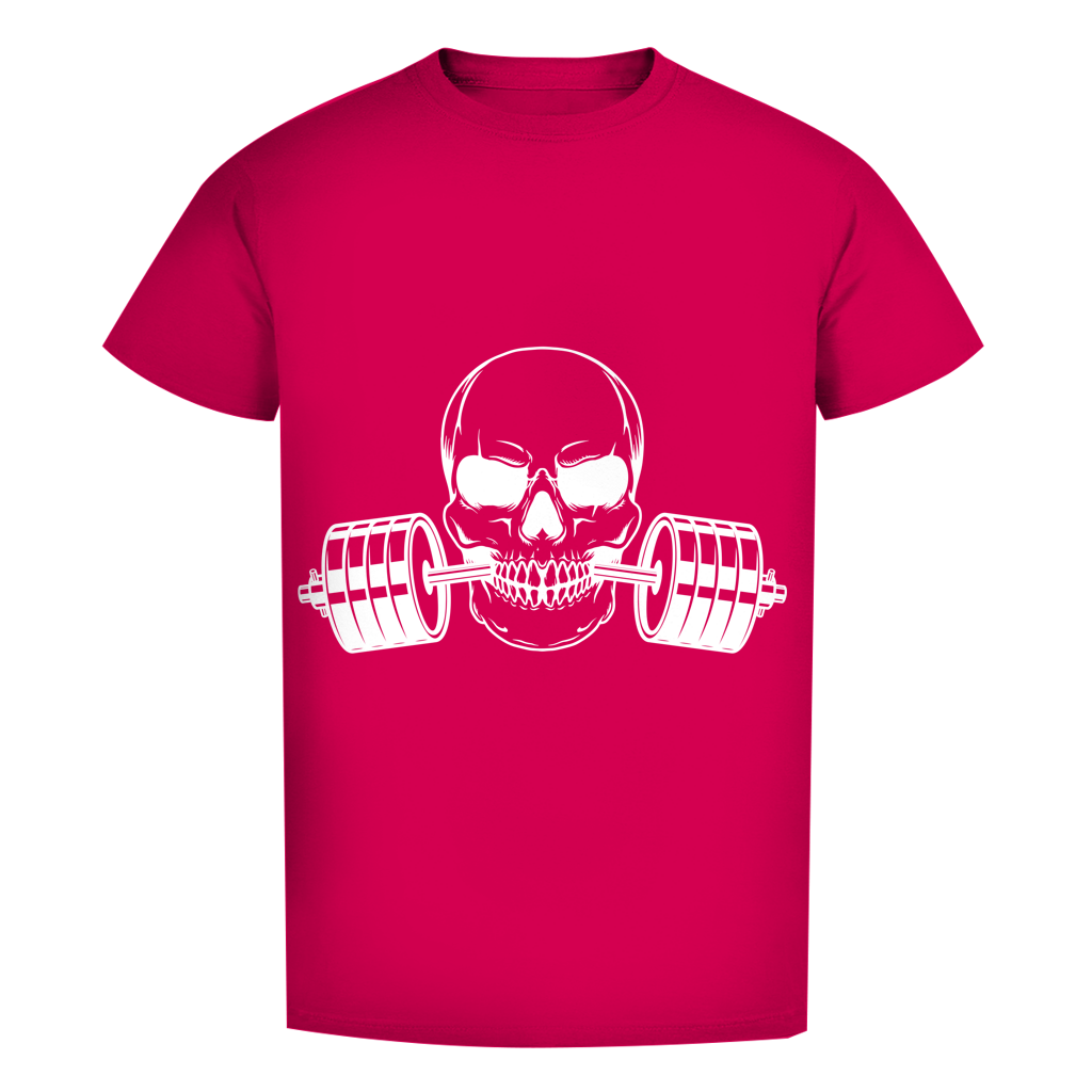 Herren Premium Bio T-Shirt Fitness Totenkopf schwarz
