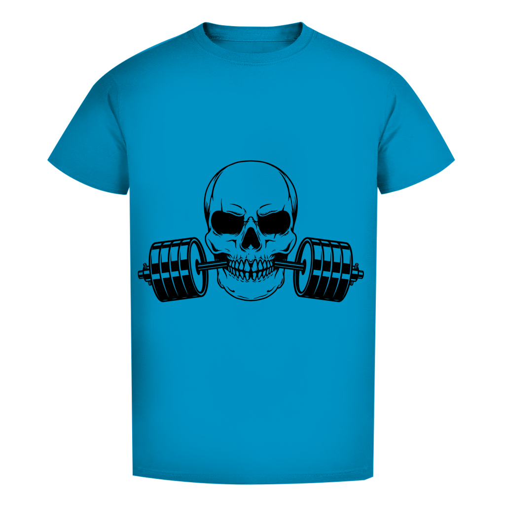 Herren Premium Bio T-Shirt Fitness Totenkopf schwarz