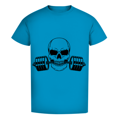 Herren Premium Bio T-Shirt Fitness Totenkopf schwarz