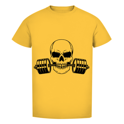 Herren Premium Bio T-Shirt Fitness Totenkopf schwarz