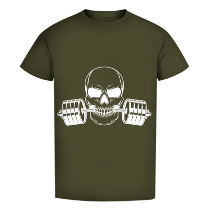 Herren Premium Bio T-Shirt Fitness Totenkopf schwarz