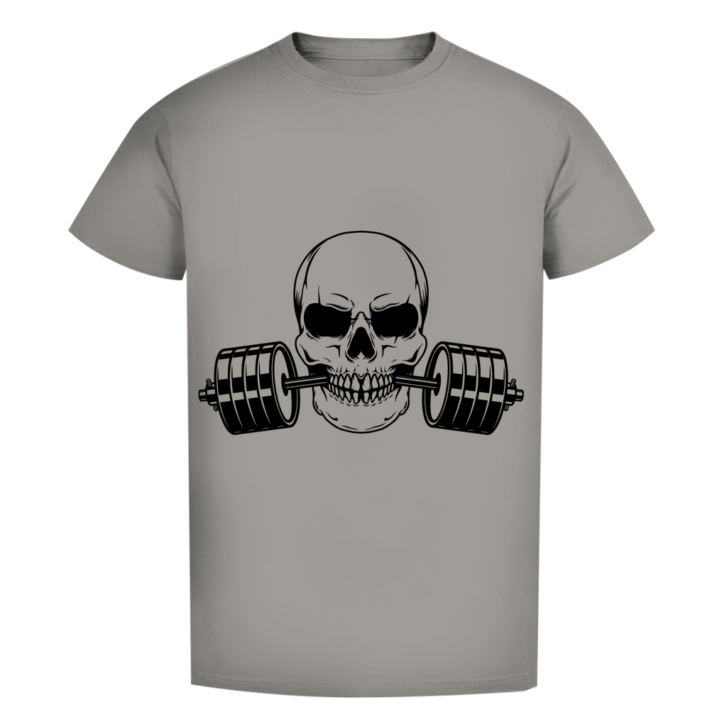 Herren Premium Bio T-Shirt Fitness Totenkopf schwarz
