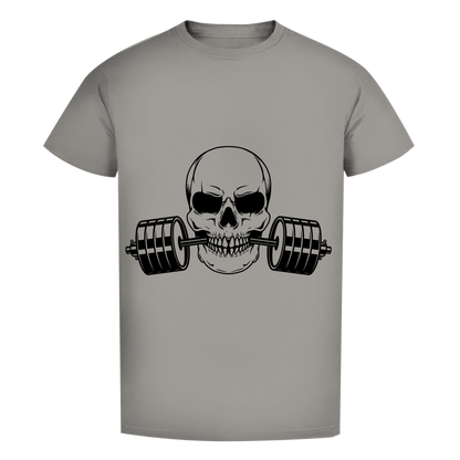 Herren Premium Bio T-Shirt Fitness Totenkopf schwarz