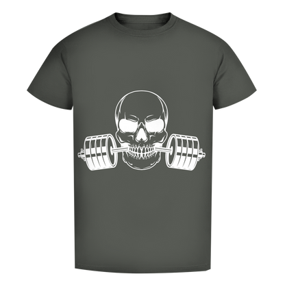 Herren Premium Bio T-Shirt Fitness Totenkopf schwarz